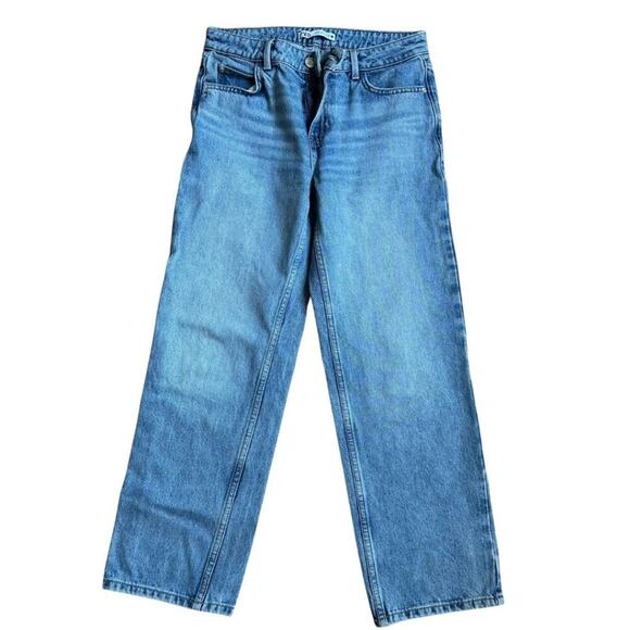 Zara Mid Waist Cropped Jean Mid Blue 2 - Picture 2 of 9